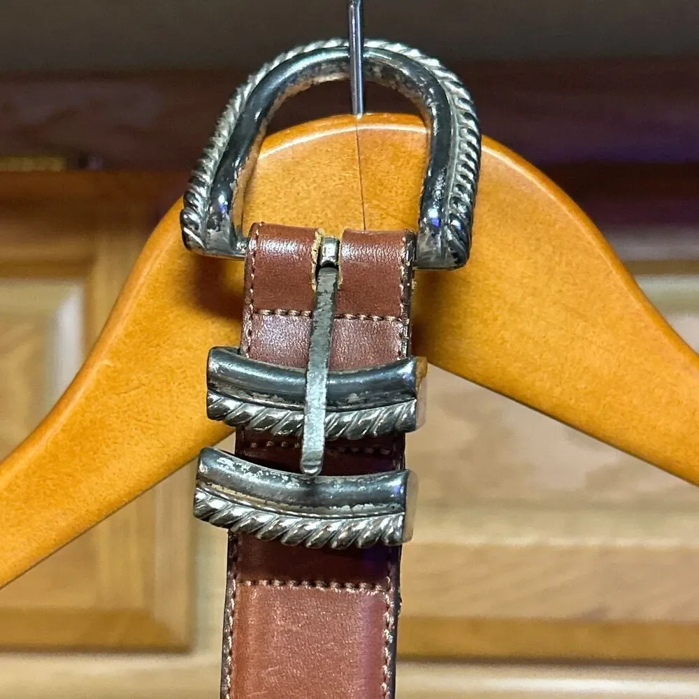 Brighton Brown Leather Belt with Silver Buckle - Picture 5 of 11